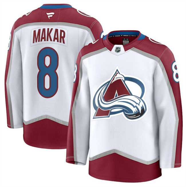 Men%27s Colorado Avalanche #8 Cale Makar White 2024-25 Away Stitched Jersey Dzhi